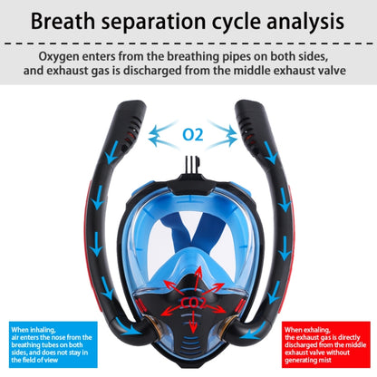 Snorkeling Mask Double Tube Silicone Full Dry Diving Mask Adult Swimming Mask Diving Goggles, Size: L/XL(White/Blue) - DJI & GoPro Accessories by buy2fix | Online Shopping UK | buy2fix