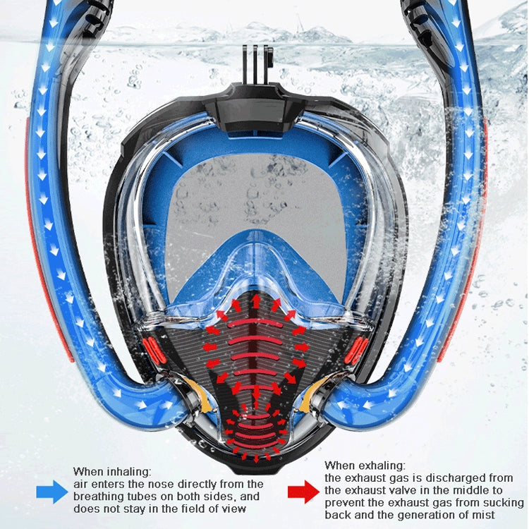 Snorkeling Mask Double Tube Silicone Full Dry Diving Mask Adult Swimming Mask Diving Goggles, Size: L/XL(White/Blue) - DJI & GoPro Accessories by buy2fix | Online Shopping UK | buy2fix