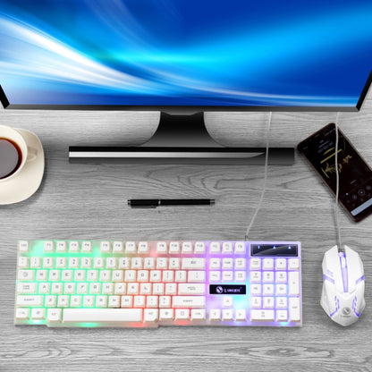 LIMEIDE GTX300 1600DPI 104 Keys USB Rainbow Suspended Backlight Wired Luminous Keyboard and Mouse Set, Cable Length: 1.4m(White) - Wired Keyboard by LIMEIDE | Online Shopping UK | buy2fix