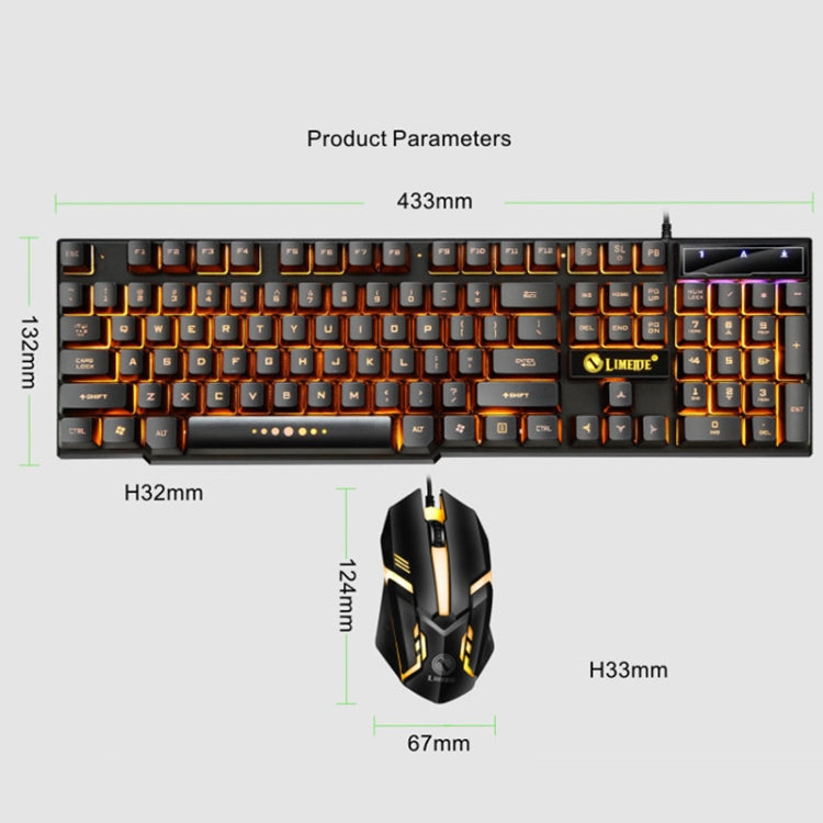 LIMEIDE GTX300 1600DPI 104 Keys USB Rainbow Suspended Backlight Wired Luminous Keyboard and Mouse Set, Cable Length: 1.4m(Black) - Wired Keyboard by LIMEIDE | Online Shopping UK | buy2fix