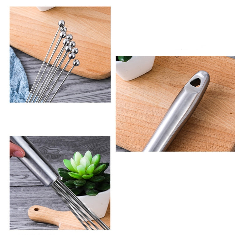 2 PCS Manual Whisk Stainless Steel Glass Bead Egg Whisk Kitchen Household Hand-Held Baking Tools Type B 12 Inch - Stirrer & Squeezer by buy2fix | Online Shopping UK | buy2fix