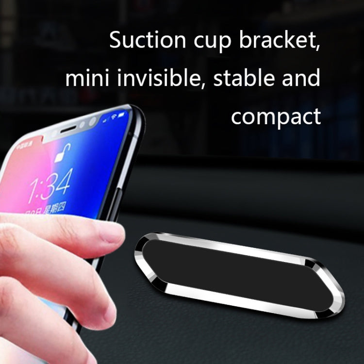 F601 4 PCS One Word Long Magnet Car Bracket Car Navigation Lazy Magnetic Metal Bracket(Rounded Black) - Car Holders by buy2fix | Online Shopping UK | buy2fix