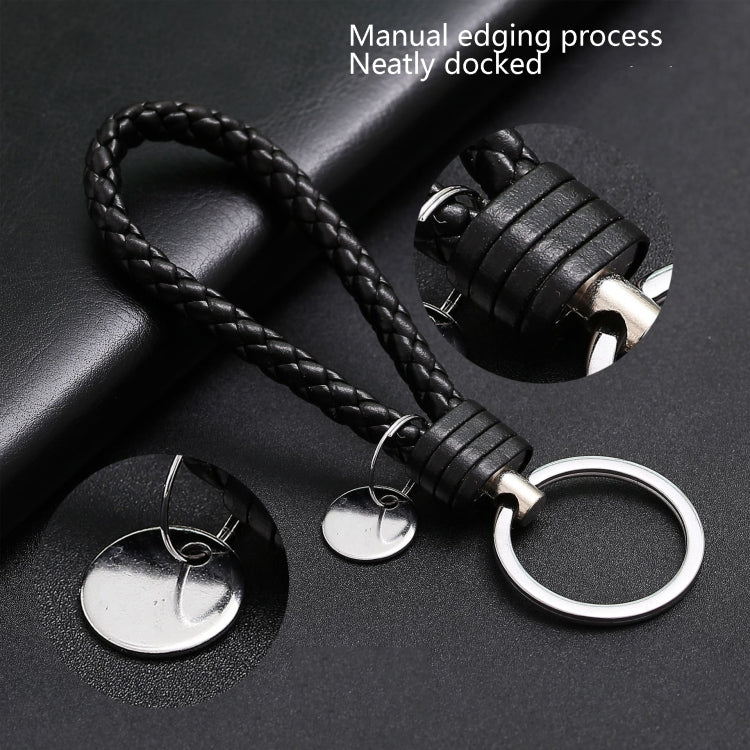 100 PCS Woven Leather Cord Keychain Car Pendant Leather Key Ring Baotou With Small Round Piece(Deep Purple) - Key Rings by buy2fix | Online Shopping UK | buy2fix