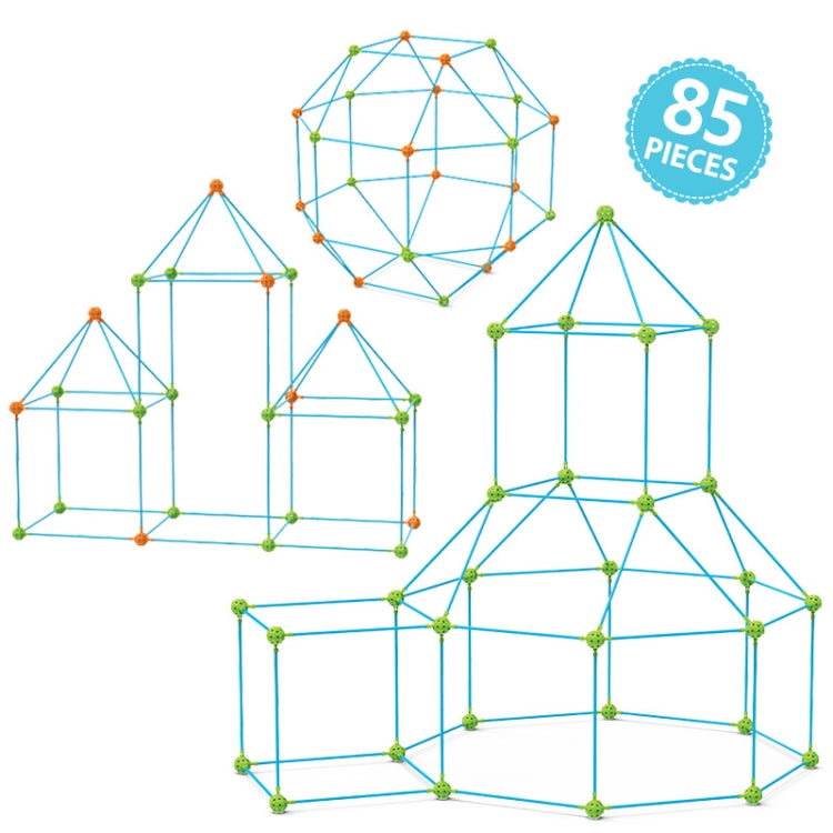 85 in 1 DIY Tent Toy Assembling Play House DIY Children Tent Building Toy( Round-Blue) - Toy Sports by buy2fix | Online Shopping UK | buy2fix