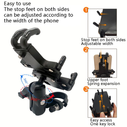 N-STAR NJN001 Motorcycle Bicycle Compatible Mobile Phone Bracket Aluminum Accessories Riding Equipment(With Crooked Ball Head) - Holders by N-STAR | Online Shopping UK | buy2fix