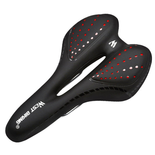 WEST BIKING YP0801086 Silicone Thickened Soft And Comfortable Bicycle Seat(Black Red) - Bicycle Saddle by WEST BIKING | Online Shopping UK | buy2fix