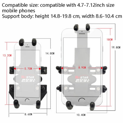 N-STAR Motorcycle Bicycle Composite Version Of Mobile Phone Bracket Multifunctional Accessories Lightweight Riding Equipment(Crooked Ball Head) - Holders by N-STAR | Online Shopping UK | buy2fix