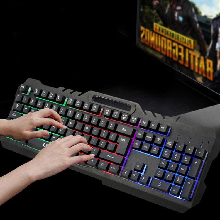 LIMEIDE T21 104Keys Wired Gaming Backlit Computer Manipulator Keyboard and Mouse Set, Cable Length: 1.4 m(White) - Wired Keyboard by LIMEIDE | Online Shopping UK | buy2fix