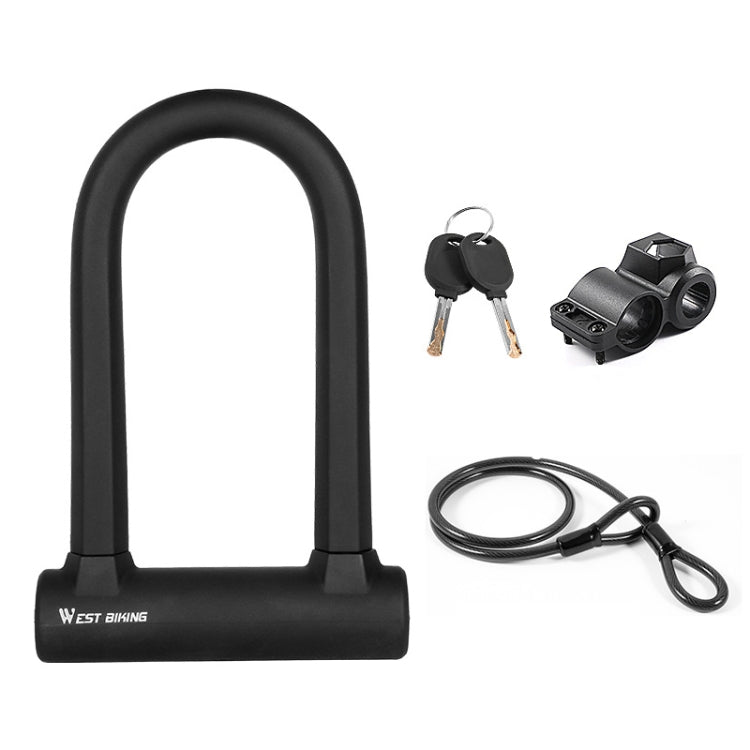 West Biking Bike Lock Motorcycle Wire Lock Anti-Hydraulic Pressure Cut Anti-Theft Lock, Specification: U-shaped Lock+Cable - Bicycle Locks & Bicycle Pumps by WEST BIKING | Online Shopping UK | buy2fix