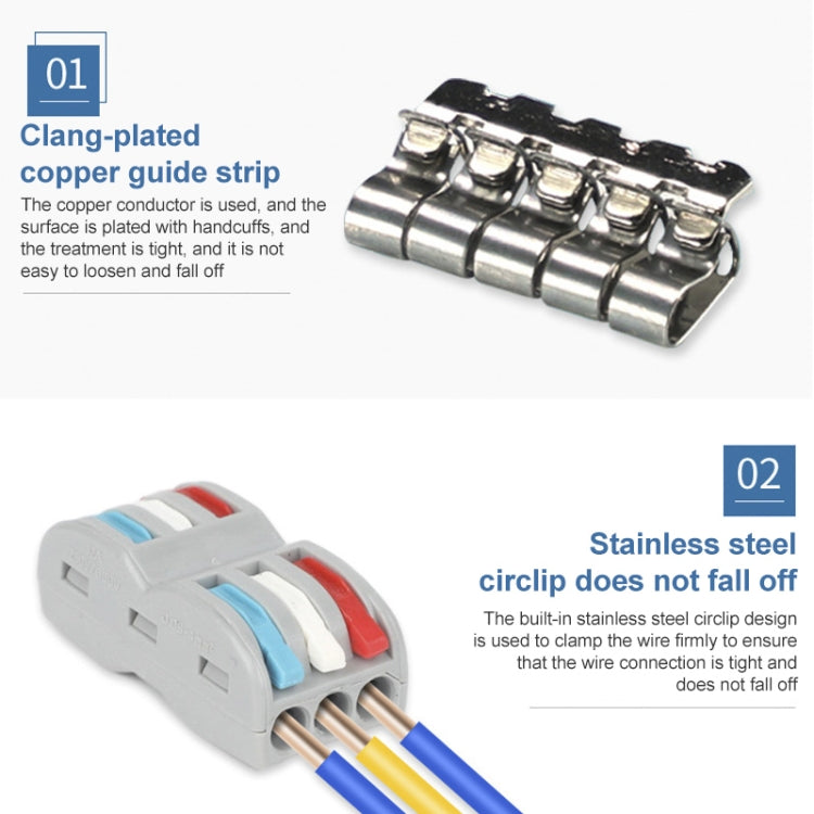 10pcs SPL-2 2 In 3 Out Colorful Quick Line Terminal Multi-Function Dismantling Wire Connection Terminal - Connectors & Terminals by buy2fix | Online Shopping UK | buy2fix