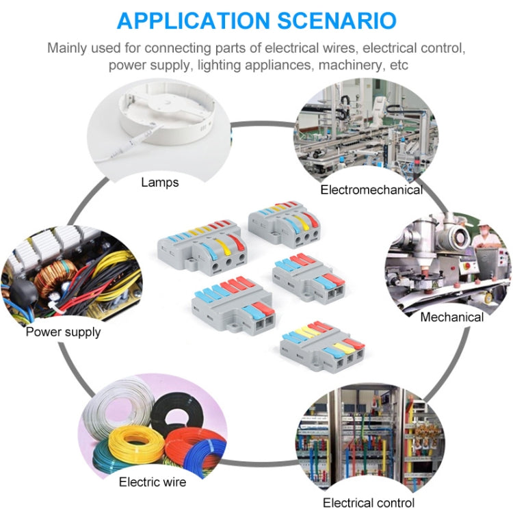10pcs SPL-2 2 In 3 Out Colorful Quick Line Terminal Multi-Function Dismantling Wire Connection Terminal - Connectors & Terminals by buy2fix | Online Shopping UK | buy2fix