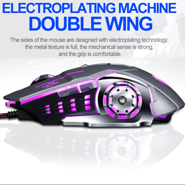 T-WOLF V6 USB Interface 6-Buttons 3200 DPI Wired Mouse Gaming Mechanical Macro Programming 7-Color Luminous Gaming Mouse, Cable Length: 1.5m(Macro Definition Audio Version Star Color) - Wired Mice by T-WOLF | Online Shopping UK | buy2fix
