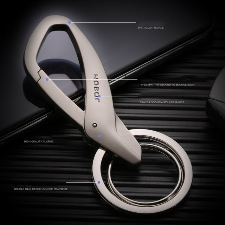 JOBON ZB-197 Car Waist Hanging Keychain Double Ring Metal Keychain(Chrome) - Key Rings by JOBON | Online Shopping UK | buy2fix