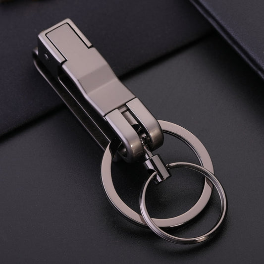 JOBON ZB-8782 Car Keychain Men Metal Anti-Lost Double Ring Detachable Keychain(Black Nickel) - Key Rings by JOBON | Online Shopping UK | buy2fix