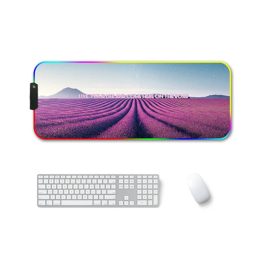 300x800x3mm F-01 Rubber Thermal Transfer RGB Luminous Non-Slip Mouse Pad(Lavender) - Mouse Pads by buy2fix | Online Shopping UK | buy2fix