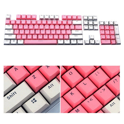 104-Keys Two-Color Mold Transparent PBT Keycap Mechanical Keyboard(Pink White) - Wired Keyboard by buy2fix | Online Shopping UK | buy2fix