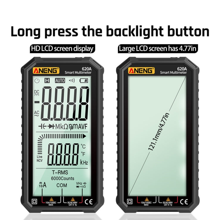 ANENG 620A Full Screen Smart Digital Multimeter(Black) - Consumer Electronics by ANENG | Online Shopping UK | buy2fix