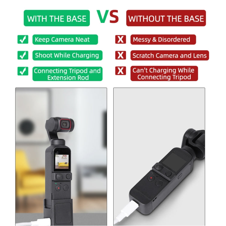 Sunnylife OP2-DZ9434 Desktop Charging Base Bracket With Type-C Charging Port 1/4 Inch Adapter For DJI Osmo Pocket 2(Black) - Mount & Holder by Sunnylife | Online Shopping UK | buy2fix