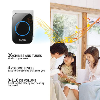 CACAZI H10 1 For 1 Wireless Smart Doorbell without Battery, Plug:US Plug(Black) - Security by CACAZI | Online Shopping UK | buy2fix