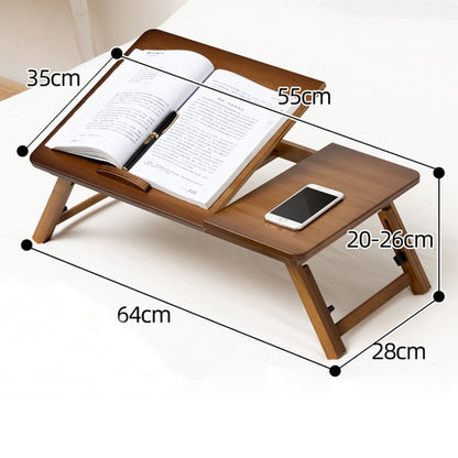 741ZDDNZ Bed Use Folding Height Adjustable Laptop Desk Dormitory Study Desk, Specification: Classic Tea Color 64cm Thick Bamboo - Computer & Networking by buy2fix | Online Shopping UK | buy2fix