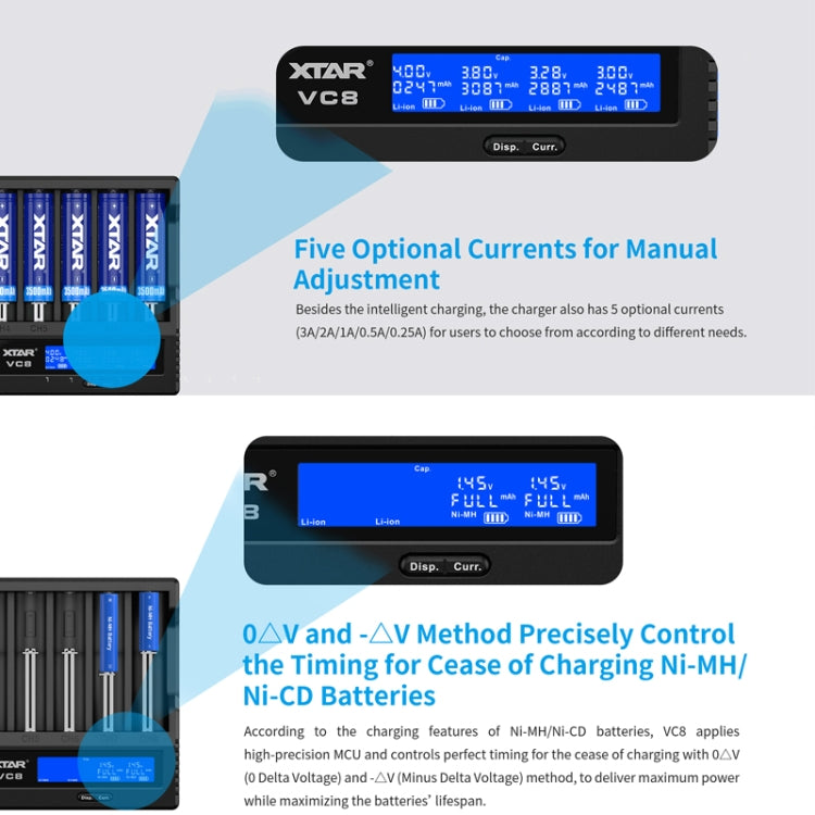 XTAR 8-Slot Battery Charger LCD Display Charger QC3.0 Type C Fast Charger for 21700 / 18650 Battery, Model: VC8 - Consumer Electronics by XTAR | Online Shopping UK | buy2fix