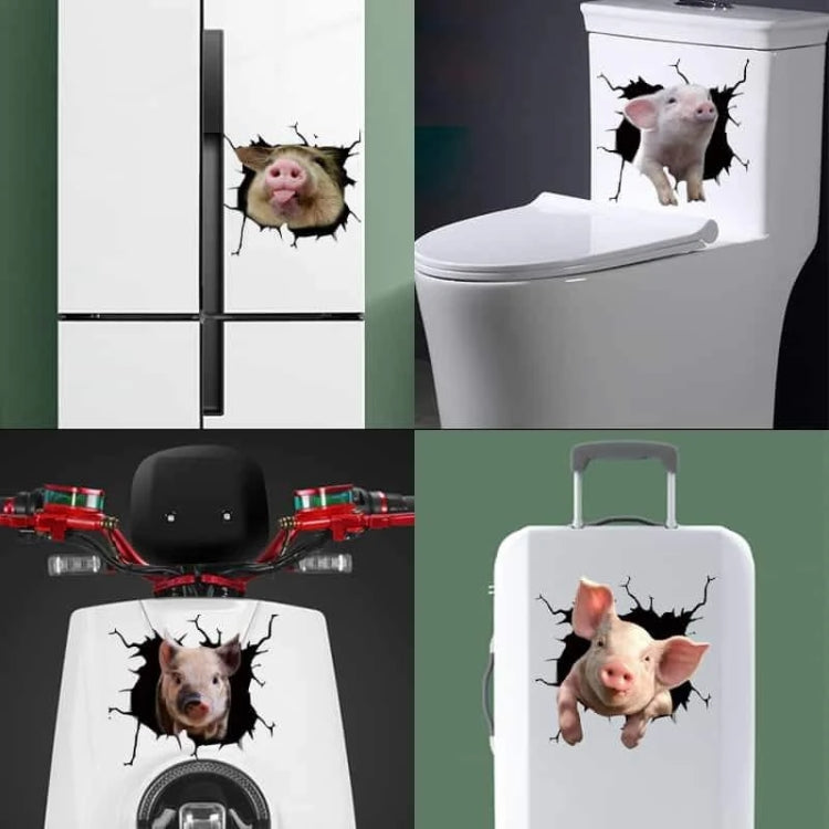 6 PCS Animal Wall Stickers Pig Hoisting Car Window Static Stickers(Pig 01) - In Car by buy2fix | Online Shopping UK | buy2fix