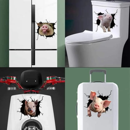 6 PCS Animal Wall Stickers Pig Hoisting Car Window Static Stickers(Pig 04) - In Car by buy2fix | Online Shopping UK | buy2fix