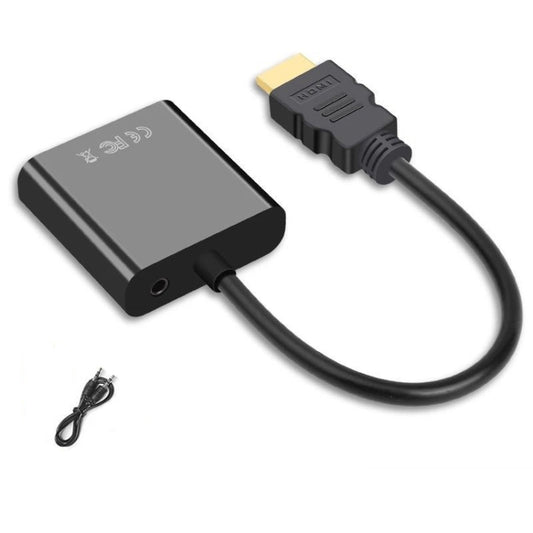 2 PCS Jasoz 1080P HDMI To VGA Converter Oxygen-Free Copper Core, Colour: With Audio (Black) - Converter by Jasoz | Online Shopping UK | buy2fix