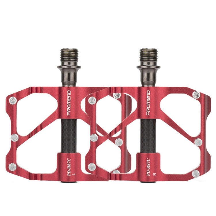 PD-R87C  1 Pair PROMEND Bicycle Road Bike Mountain Bike 3 Palin Carbon Fiber Bearing Pedal(Red) - Pedals by PROMEND | Online Shopping UK | buy2fix