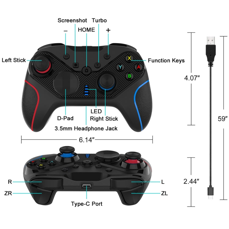 Wireless Gamepad With Wake-Up For Nintendo Switch/Android/IOS/PC, Style: S818 Green Black - Gamepads by buy2fix | Online Shopping UK | buy2fix