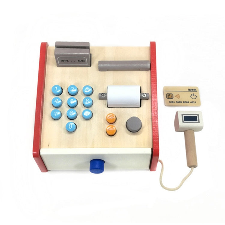 Children Wooden Simulation Cash Register Supermarket Credit Card Machine Pretend Play Toy(White) - Pretend Play Toys by buy2fix | Online Shopping UK | buy2fix