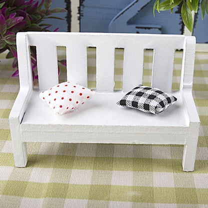 Mini Wooden Bench Dolls House Miniature Garden Dollhouse Furniture Accessory, Size:11*5*7 CM(White) - Model Toys by buy2fix | Online Shopping UK | buy2fix
