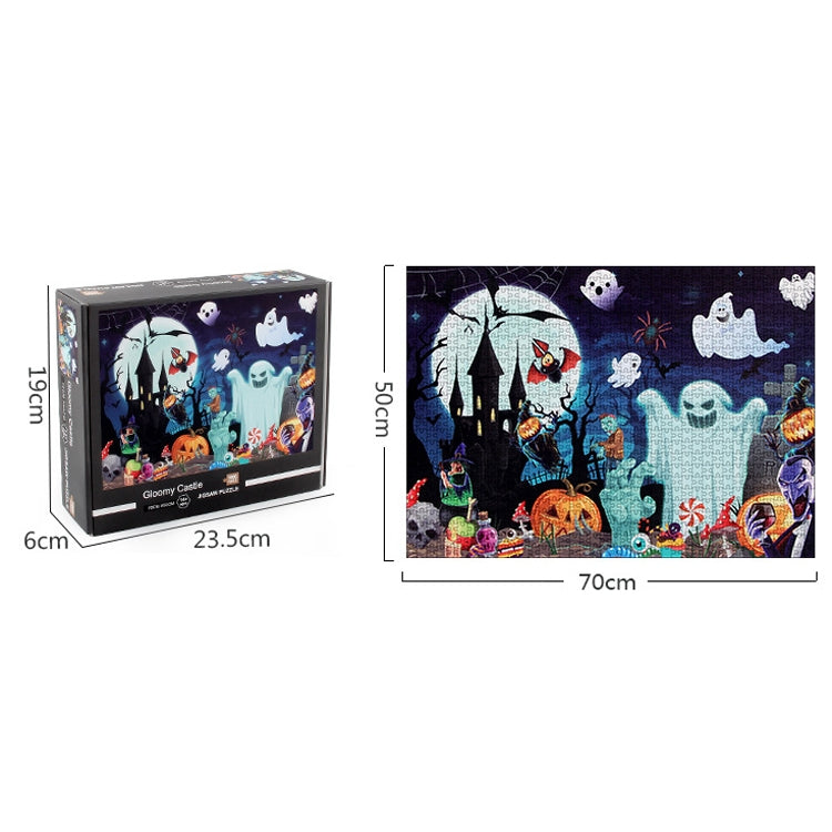 1000 Pieces Adult Jigsaw Puzzle Halloween Pumpkin Skull Paper Puzzle Toy(Gloomy Castle) - Puzzle Toys by buy2fix | Online Shopping UK | buy2fix