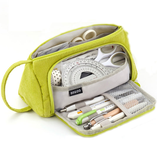 Angoo Student Large-Capacity Stationery Bag Portable Gift Cosmetic Bag(Grass Green  Corduroy) - Home & Garden by Angoo | Online Shopping UK | buy2fix