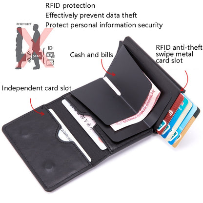 Automatic Cartridge Male Ladies Stainless Steel Credit Card Package RFID Business Card Box(Carbon Fiber Black) - Antimagnetic RFID Package by buy2fix | Online Shopping UK | buy2fix