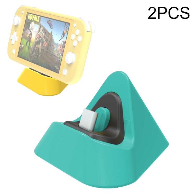 2 PCS DOBE TNS-19062 Host Charging Bottom Portable Triangle Game Console Charger For Switch / Lite(Blue Green) - Charger & Power by DOBE | Online Shopping UK | buy2fix