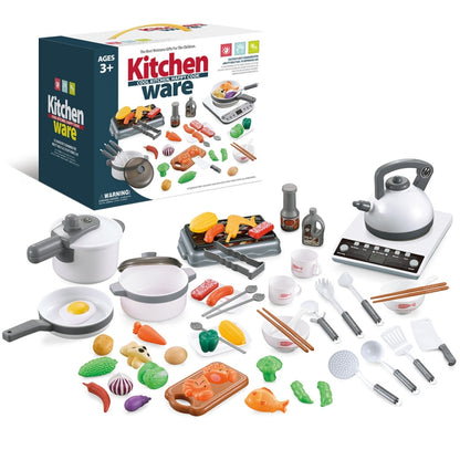 MoFun 5715 52 in 1 Children Pretend Play Kitchen Home Appliances Toys Simulation Cooker Kitchenware Food Set(White) - Pretend Play Toys by MoFun | Online Shopping UK | buy2fix