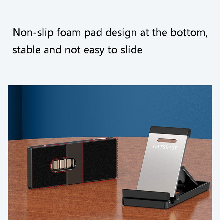 Oatsbasf 03637 Aluminum Alloy Mobile Phone Bracket Desktop Folding Portable Metal Rack(Black) - Desktop Holder by Oatsbasf | Online Shopping UK | buy2fix