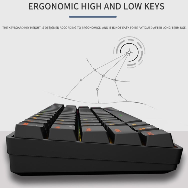 LEAVEN K28 61 Keys Gaming Office Computer RGB Wireless Bluetooth + Wired Dual Mode Mechanical Keyboard, Cabel Length:1.5m, Colour: Green Axis (Black) - Wireless Keyboard by LEAVEN | Online Shopping UK | buy2fix