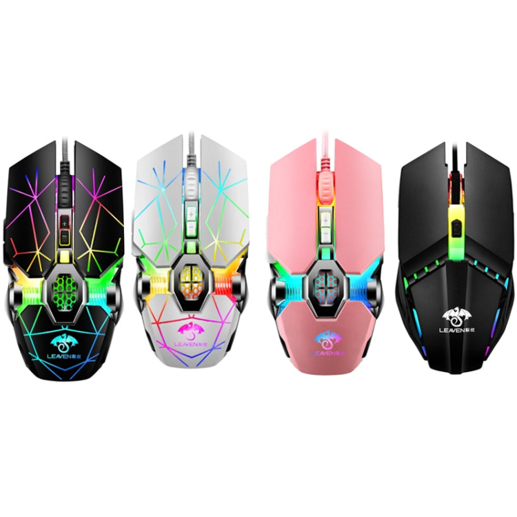 LEAVEN 7 Keys 4000DPI USB Wired Computer Office Luminous RGB Mechanical Gaming Mouse, Cabel Length:1.5m, Colour: S30 White - Wired Mice by LEAVEN | Online Shopping UK | buy2fix