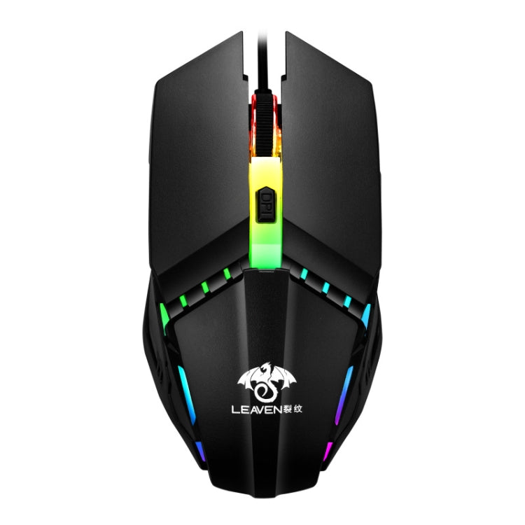 LEAVEN 7 Keys 4000DPI USB Wired Computer Office Luminous RGB Mechanical Gaming Mouse, Cabel Length:1.5m, Colour: S10 Black - Wired Mice by LEAVEN | Online Shopping UK | buy2fix