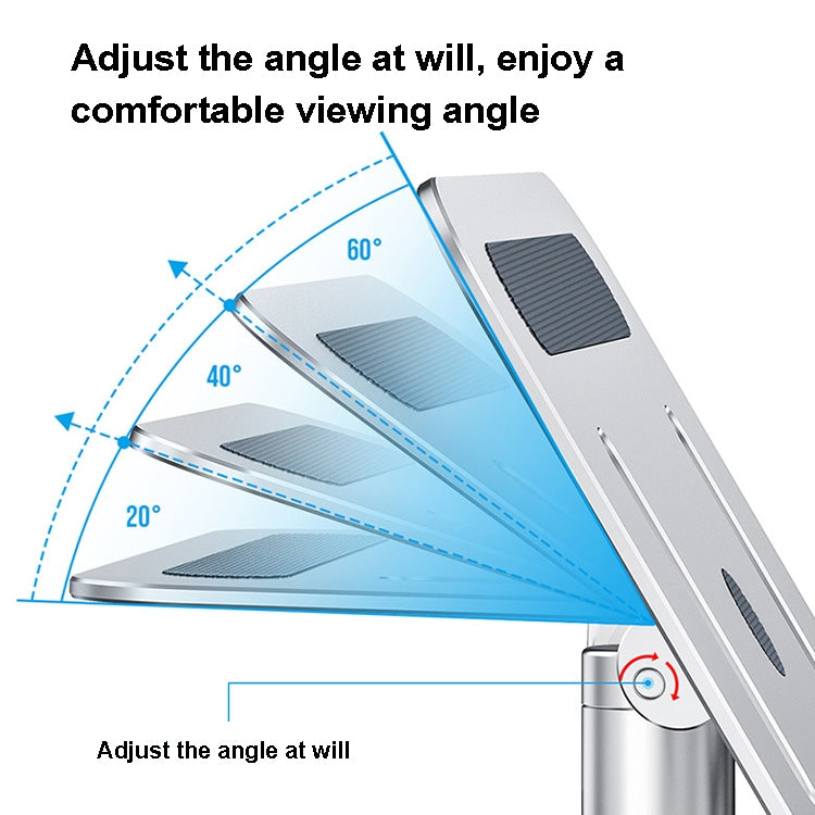 Oatsbasf 03597 Aluminum Alloy Notebook Heightening Bracket Notebook Computer Lifting Heat Dissipation Bracket Mobile Folding Table,Style: Deluxe Edition-Silver - Laptop Stand by Oatsbasf | Online Shopping UK | buy2fix