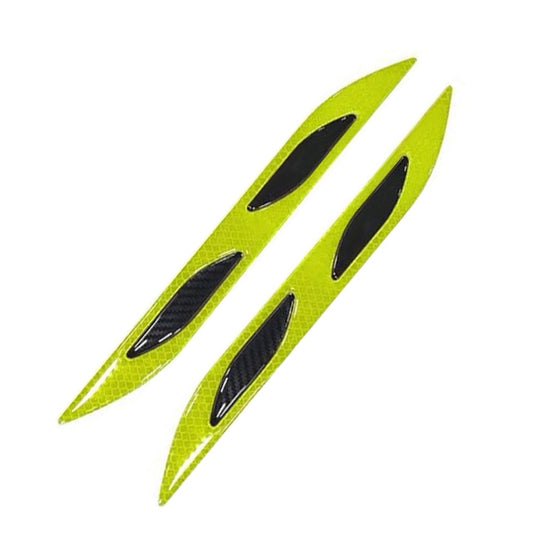 2 Sets Carbon Fiber Warning Sticker Car Anti-Collision Strip Leaf Plate Reflective Sticker Hood Light Eyebrow Anti-Collision Drops Sticker(4 PCS   (Bumper Fluorescent Yellow)) - In Car by buy2fix | Online Shopping UK | buy2fix