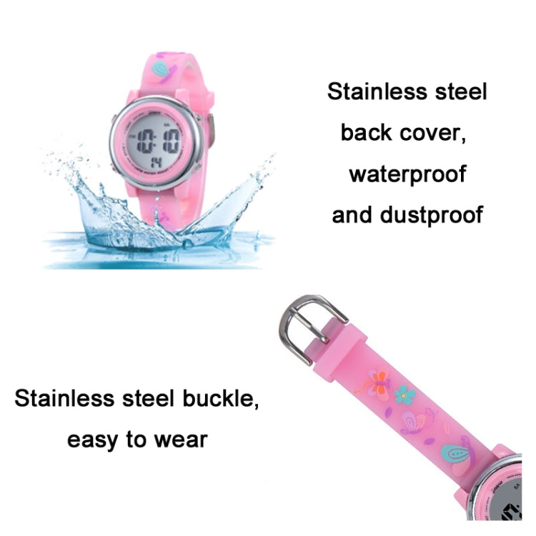 JNEW A86628 Student Cartoon 3D Butterfly Multi-Function Waterproof LED Sports Electronic Watch(Red) - Cartoon Watches by JNEW | Online Shopping UK | buy2fix