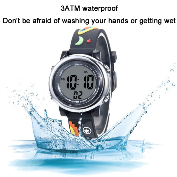 JNEW A380-86294 Children Waterproof Time Cognitive Cartoon Universe Colorful Backlight LED Electronic Watch( Black) - Cartoon Watches by JNEW | Online Shopping UK | buy2fix