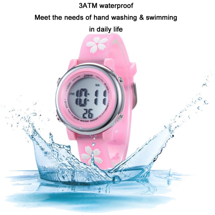 JNEW A380-86195 Children Cartoon Cherry Blossom Waterproof Time Recognition Colorful LED Electronic Watch(White) - Cartoon Watches by JNEW | Online Shopping UK | buy2fix