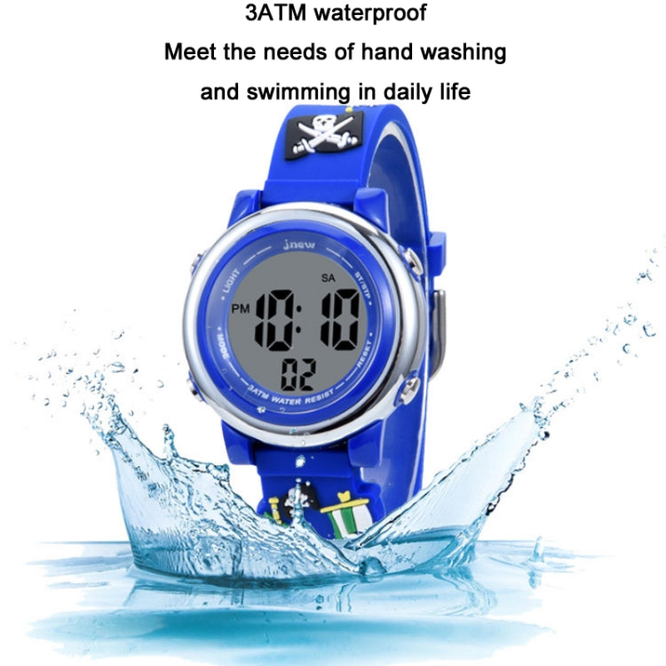 JNEW A380-20092 Children Cartoon 3D Pirate Ship Waterproof Time Cognitive Multifunction Sports LED Electronic Watch(Blue) - Cartoon Watches by JNEW | Online Shopping UK | buy2fix