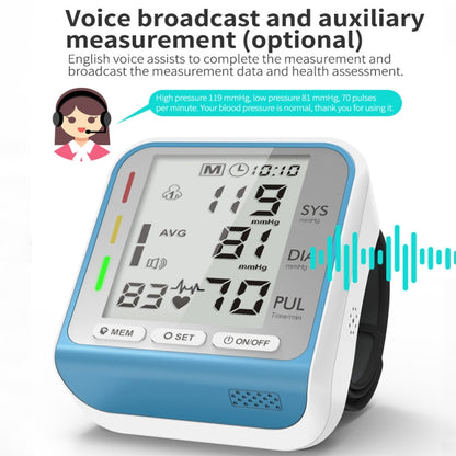 JZ-253A Automatic Electronic Sphygmomanometer Smart Wrist Type Indicator Blood Pressure Meter, Shape: Voice Broadcast(Silver White) - Sphygmomanometer by buy2fix | Online Shopping UK | buy2fix