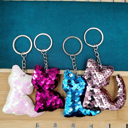 10 PCS PET Sequins Reflective Cat Keychain Bag Car Pendant, Colour: Sky Blue - In Car by buy2fix | Online Shopping UK | buy2fix