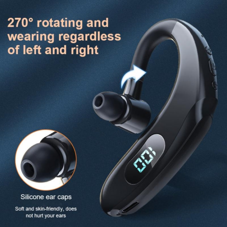 Q20 Bluetooth 5.2 Business Digital Display Sports Earhook Stereo Earphone(Black) - Bluetooth Earphone by buy2fix | Online Shopping UK | buy2fix